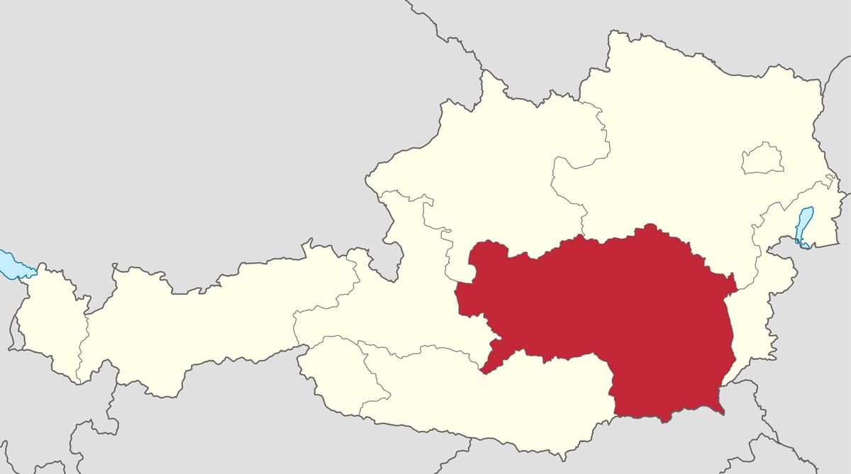 zemljevid štajerske, avstrija