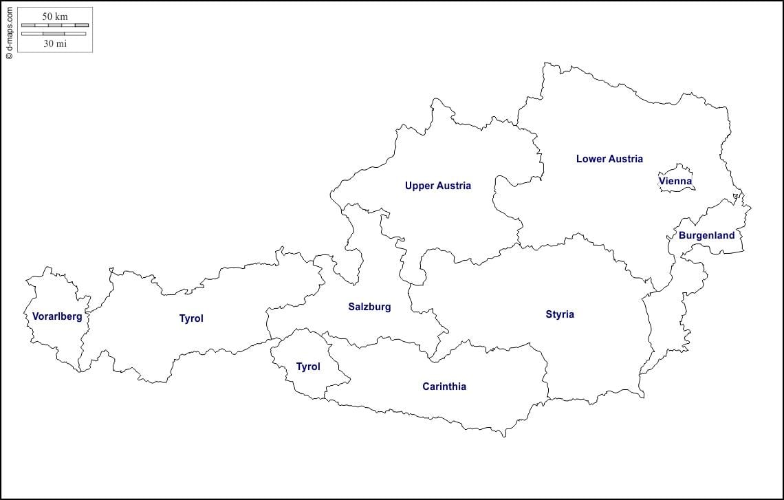 prazen zemljevid avstrije