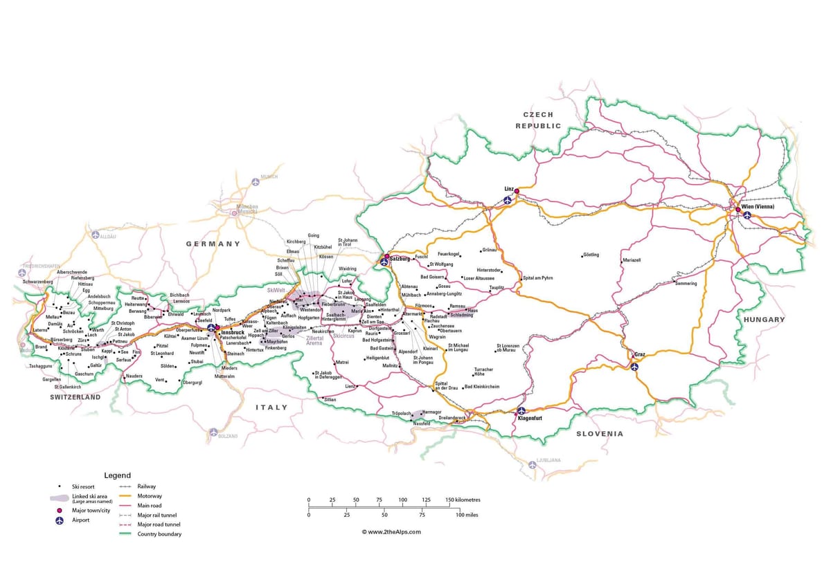 zemljevid turističnih znamenitosti, avstrija