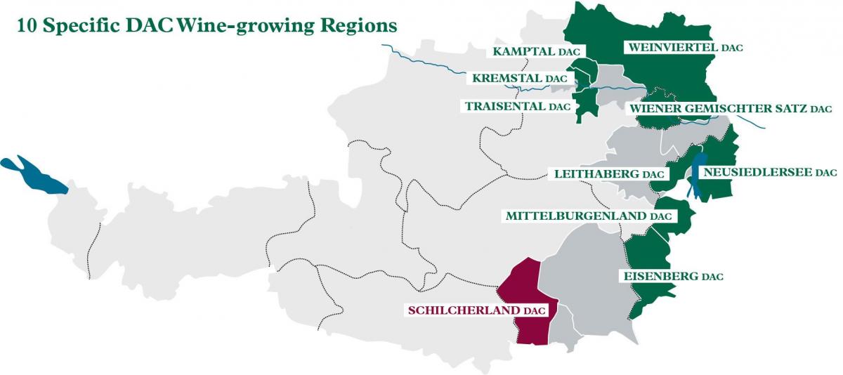 avstrijski vinskih regij zemljevid
