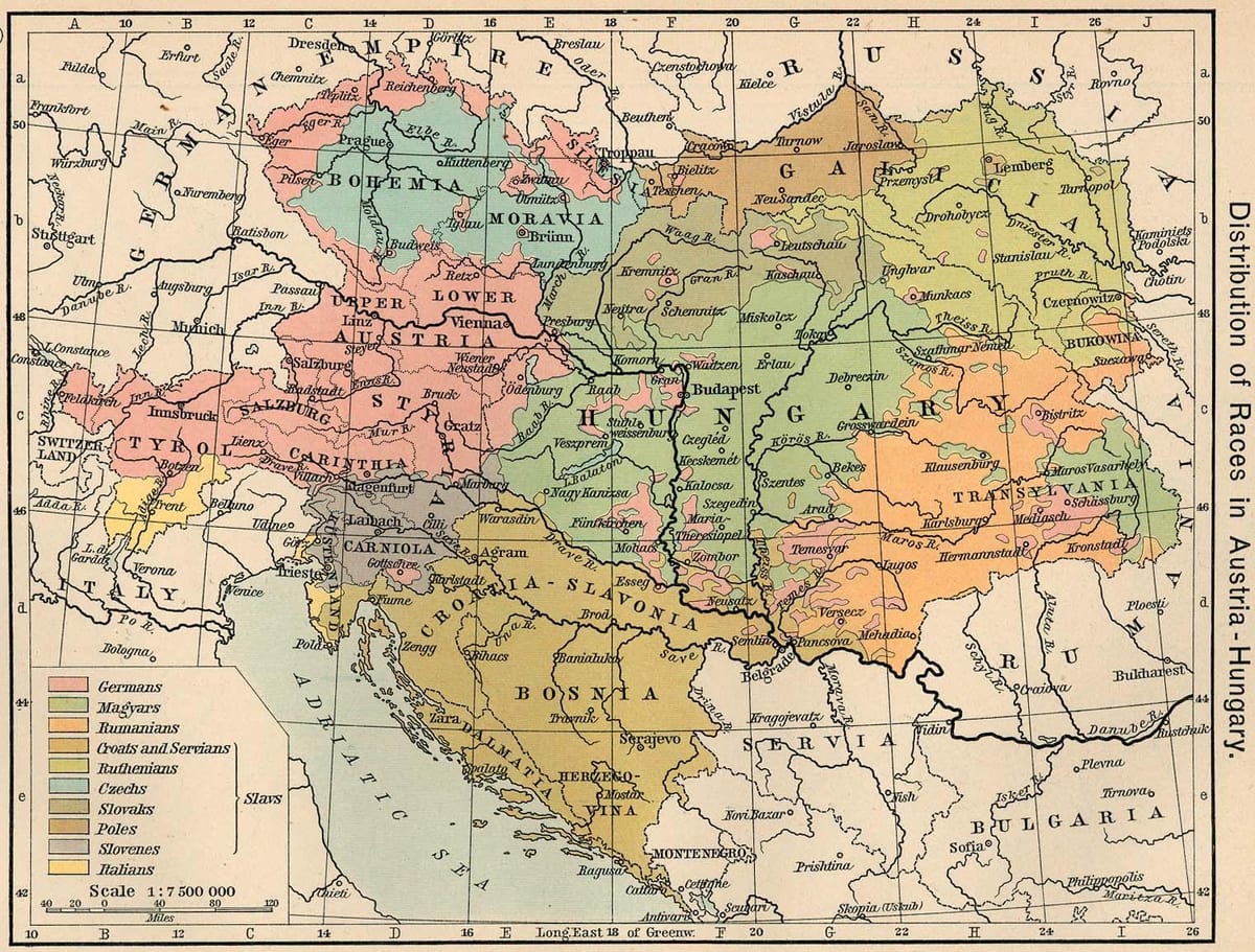 avstrija madžarska zemljevid 1900