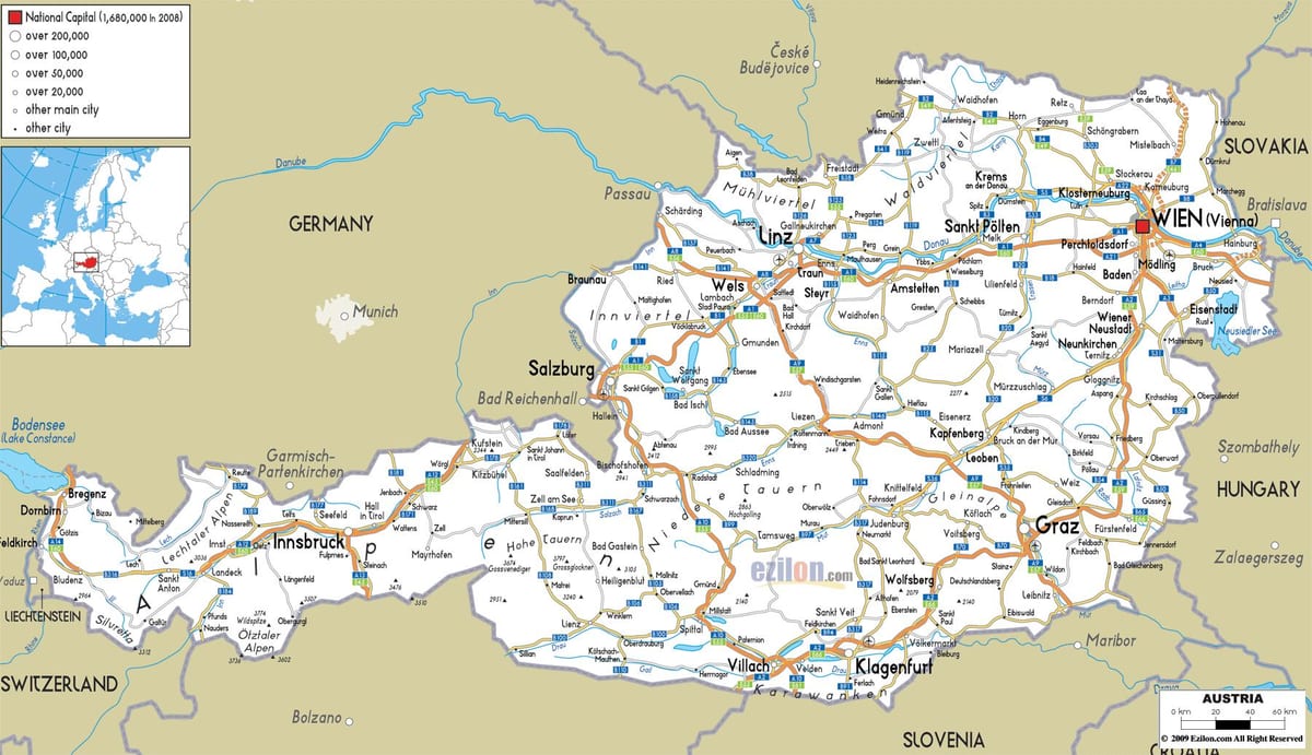 zemljevid avstrijske pot