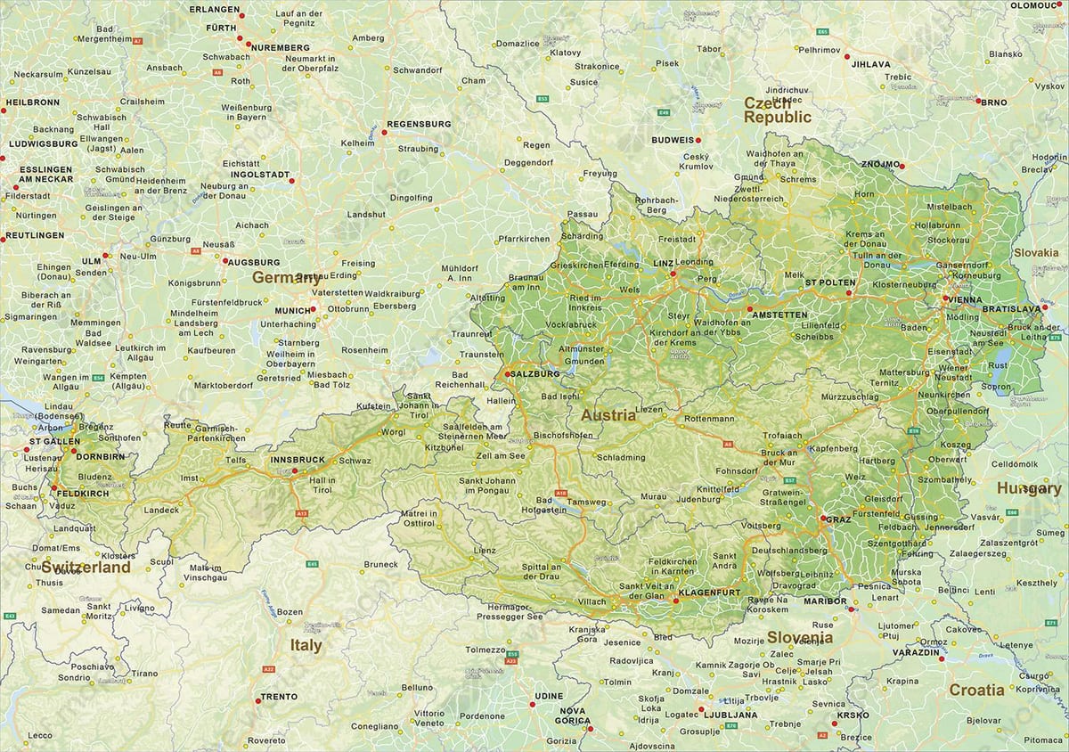zemljevid bruck, avstrija