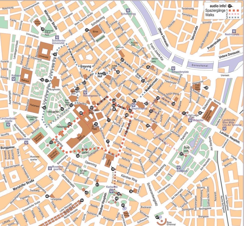 dunaj avstrija centra mesta (zemljevid