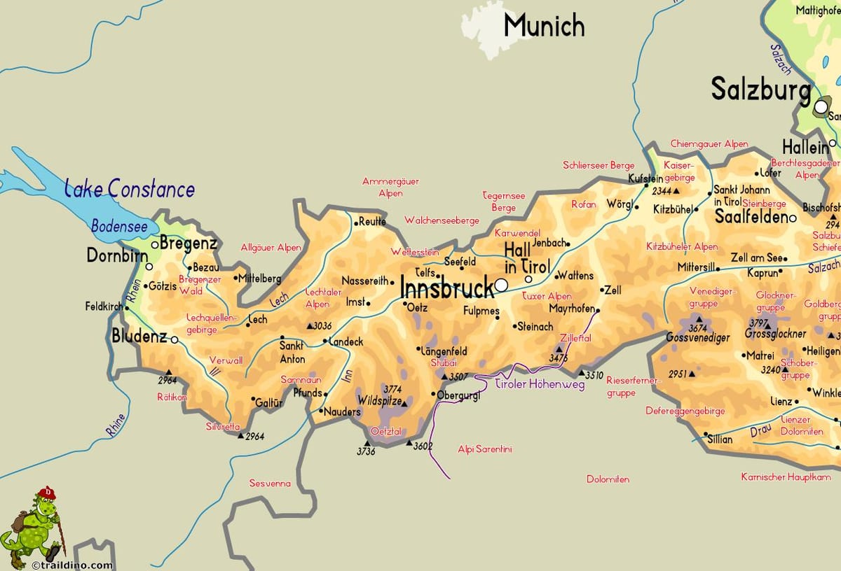 zemljevid mayrhofen, avstrija