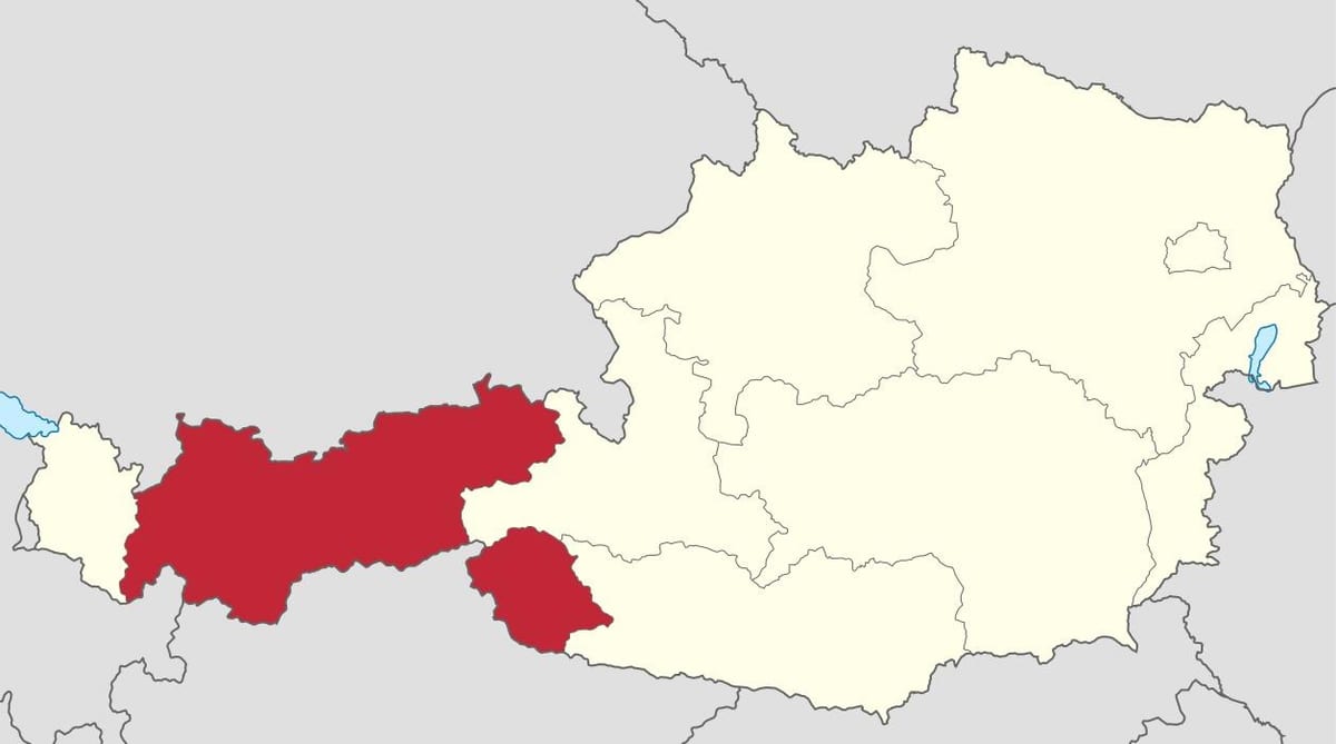 avstrija tirolska zemljevid