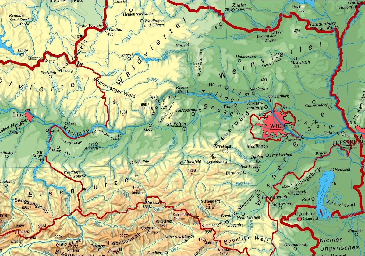 zemljevid spodnji avstriji