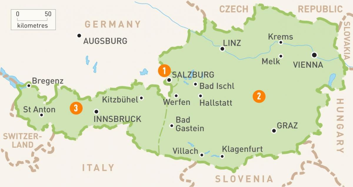zemljevid avstrije