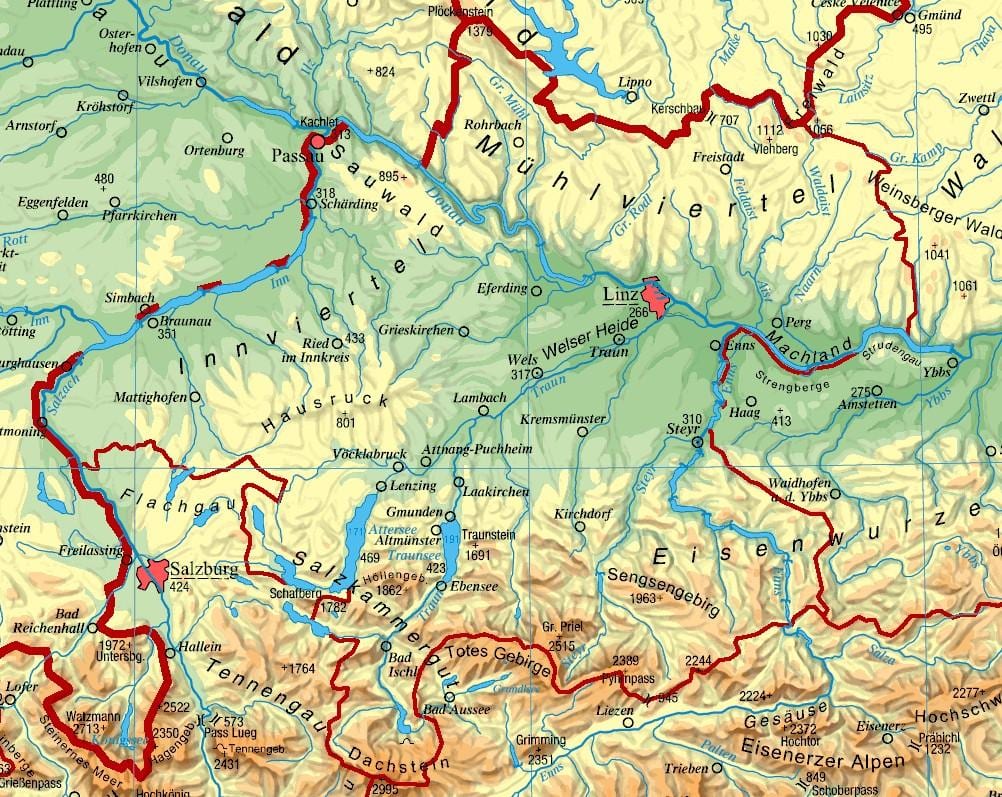 zemljevid zgornji avstriji