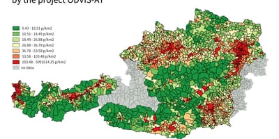 Avstrija gostota prebivalstva zemljevid