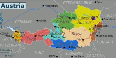 Avstrijske pokrajine zemljevid