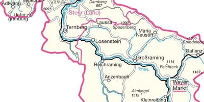Zemljevid steyr, avstrija 